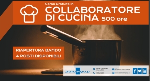 RIAPERTURA BANDO PER CORSO GRATUITO IN COLLABORATORE DI CUCINA